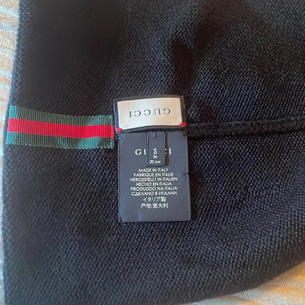 Gucci beanie hat with sequined LOVED decal on front